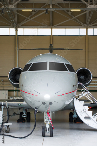 Private Jet in hangar