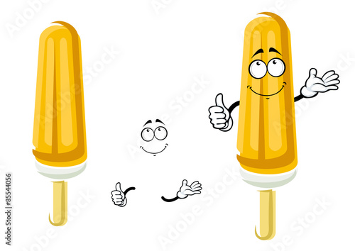 Cartoon orange popsicle on wooden stick