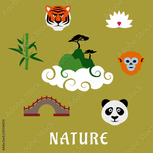 Nature and wildlife China flat icons