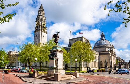 Photo View of City Hall of Cardiff - Wales, Great Britain