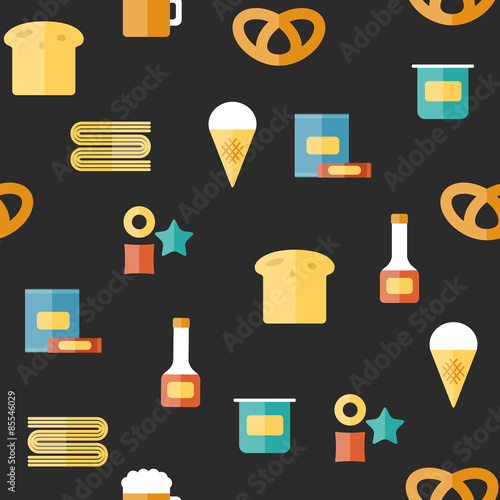 Seamless background on gluten products theme with flat objects
