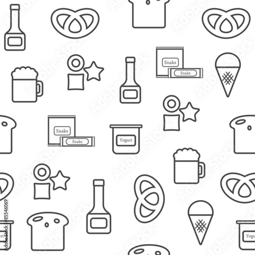 Seamless background on gluten products theme with outline