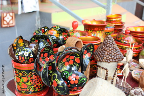Handmade products on the table.  Handmade products in national style put on sale. © nurjan100