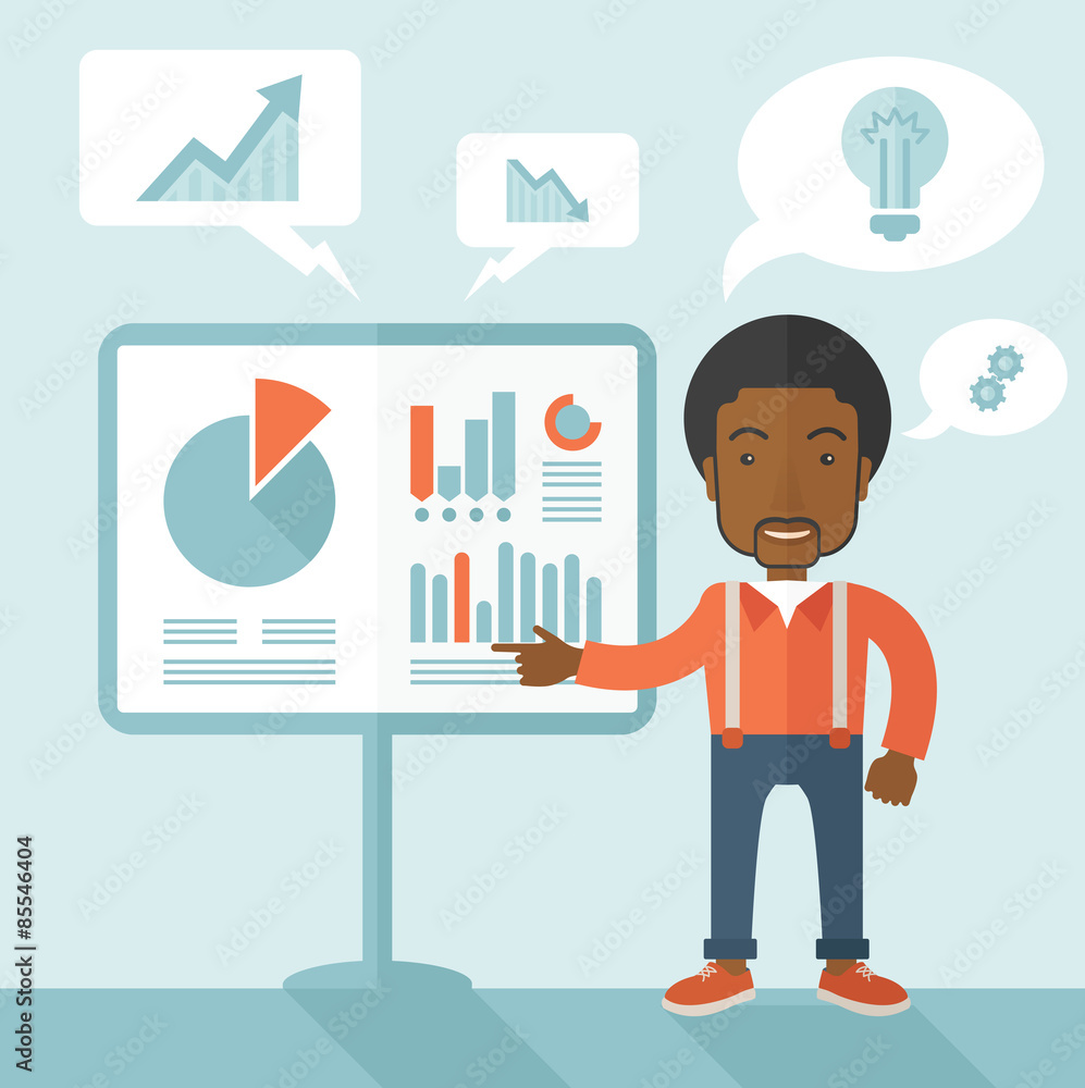 Black speaker presenting his report.