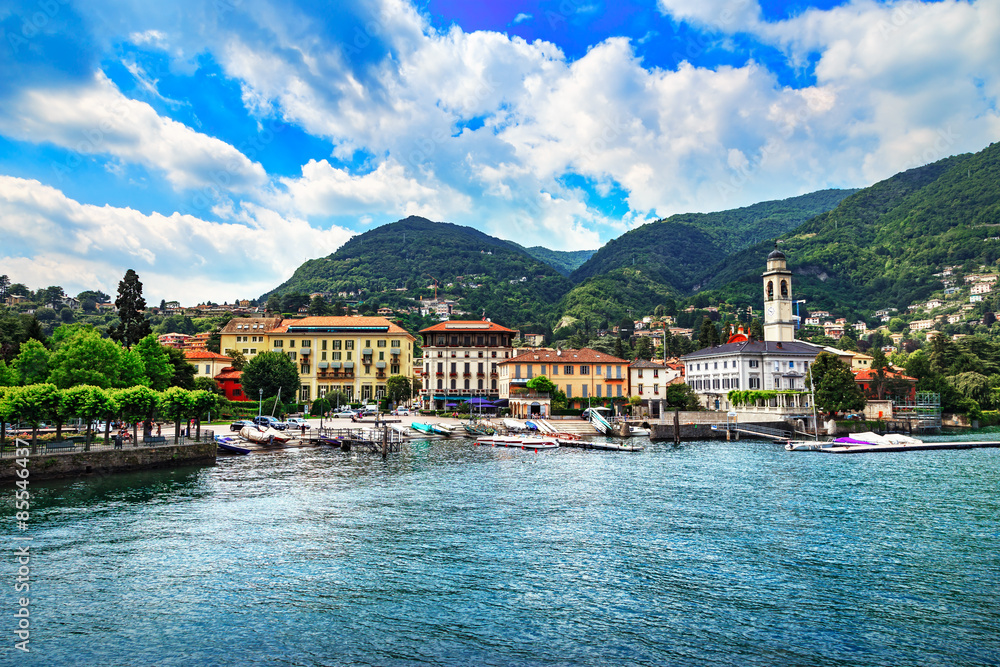 Cernobbio town, Como Lake district landscape. Italy, Europe.