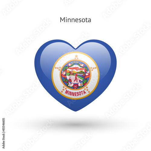 Love Minnesota state symbol. Heart flag icon.