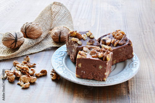 Chocolate fudge with walnuts