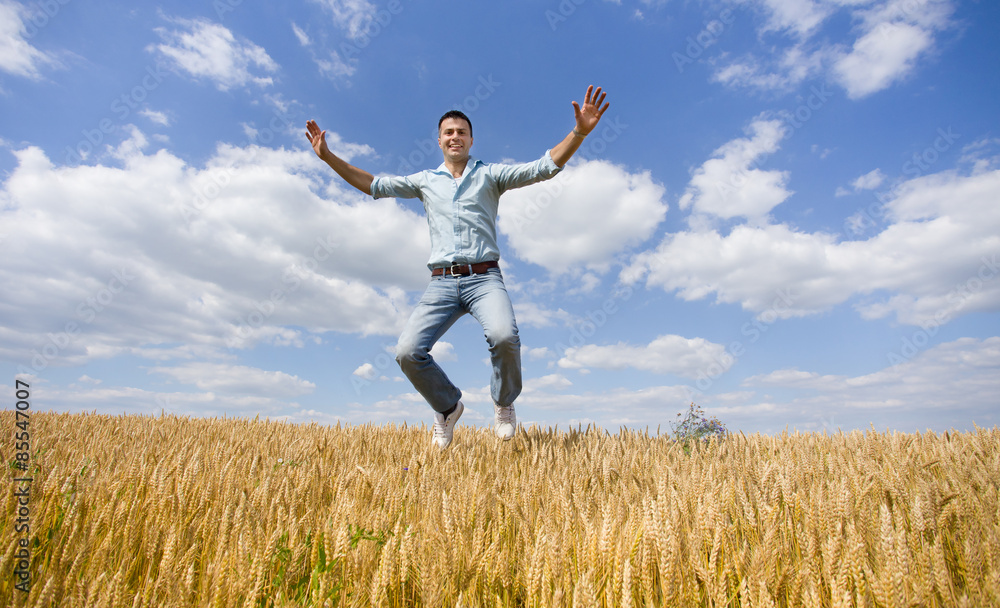 Happy man jumping Happy man jumping