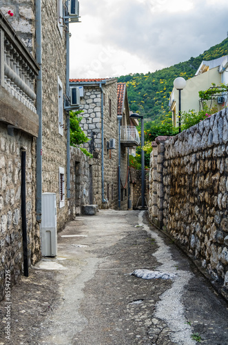 View on old street in Becici, Montenegro