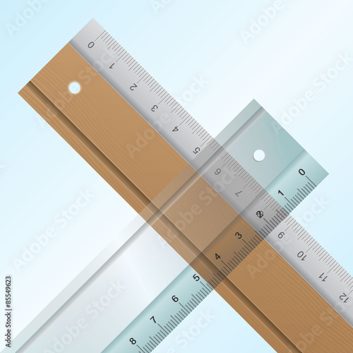 realistic wooden and plastic ruler