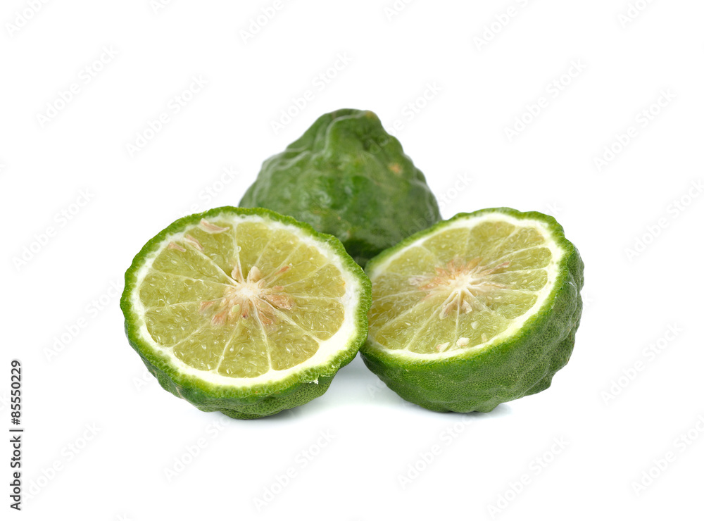 fresh bergamot or Leech Lime on white background fresh bergamot or Leech Lime on white background