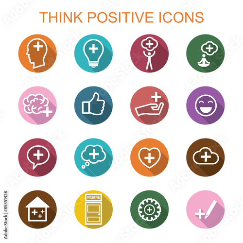 think positive long shadow icons