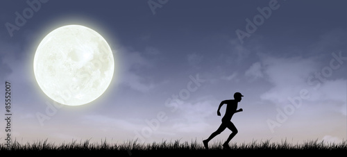 Full moon with night sky silhouette background
