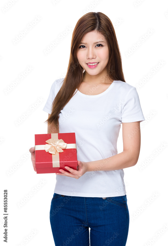 Woman hold with giftbox Woman hold with giftbox