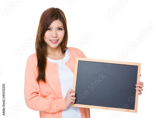 Woman show with blackboard