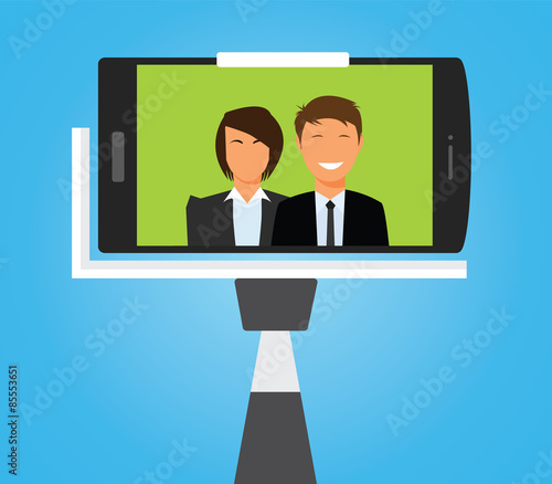 Taking Selfie Photo on Smart Phone. vector