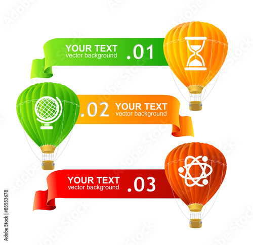 Vector. Hot air ballons option banners