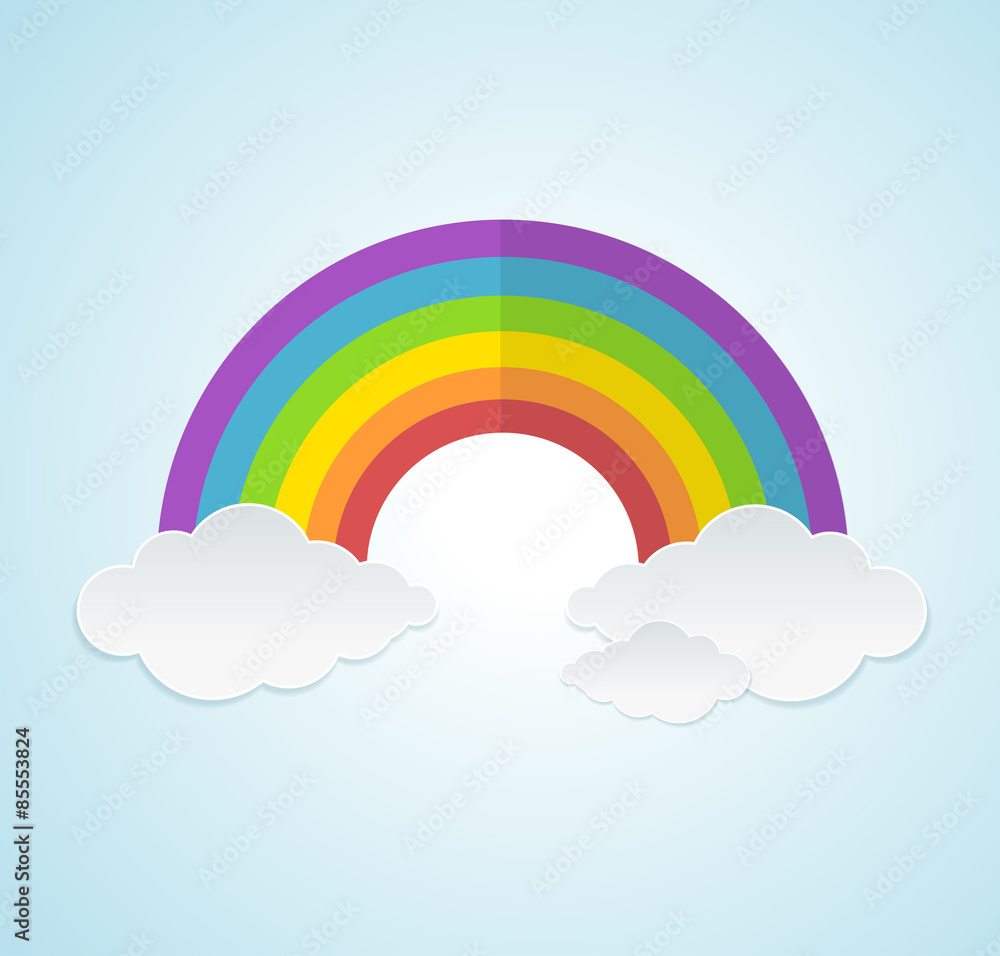 Vector rainbow and clouds in the sky Vector rainbow and clouds in the sky