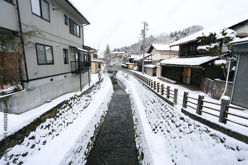 Obraz premium Japanese House with snow