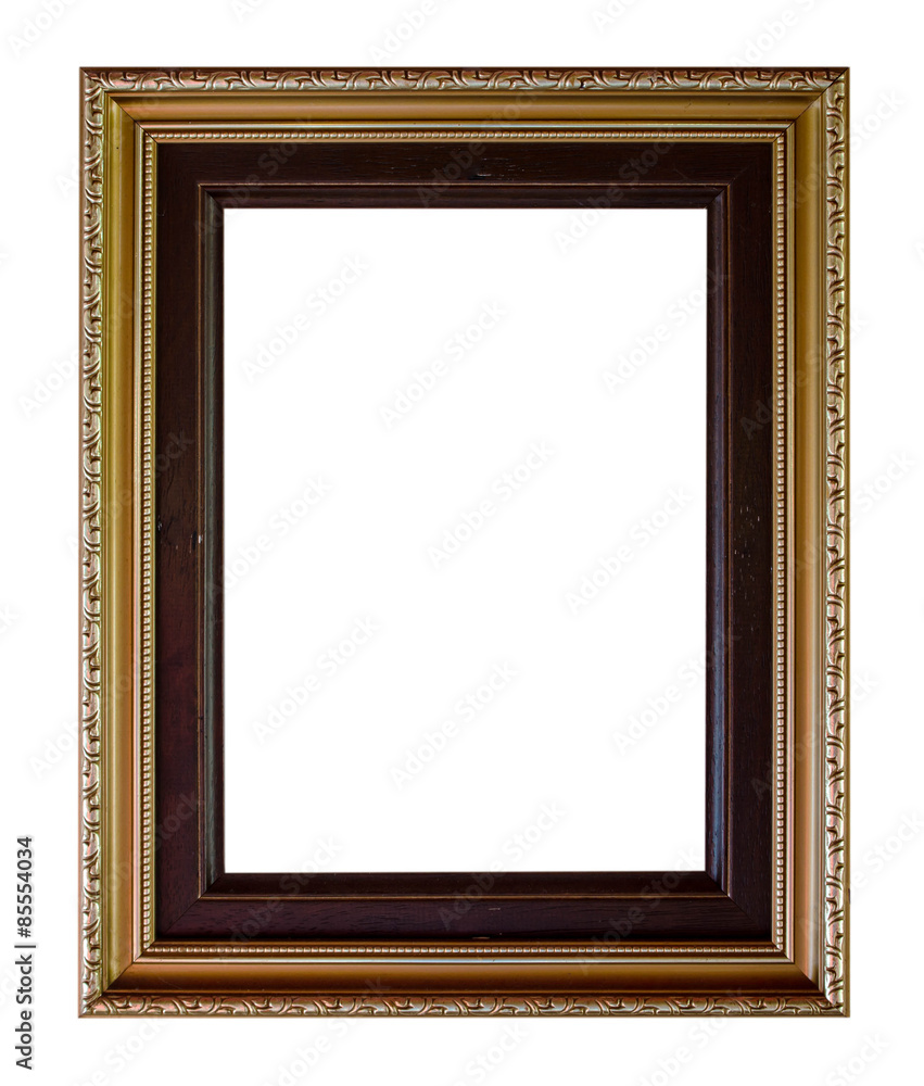 Old Antique frame Decorative Carved Wood Isolated On White Background Old Antique frame Decorative Carved Wood Isolated On White Background