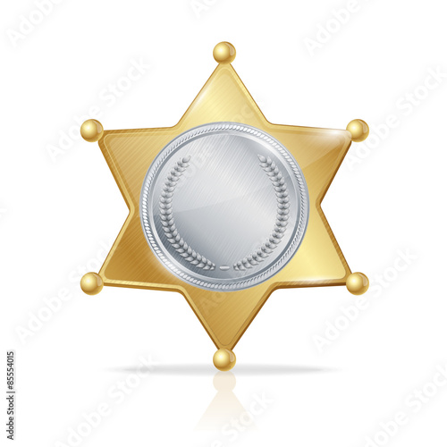 Vector sheriff badge star of the two metals