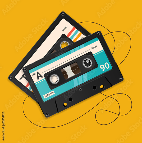 Vector broken vintage audio tape