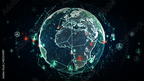 Digital World Networks of People Blue