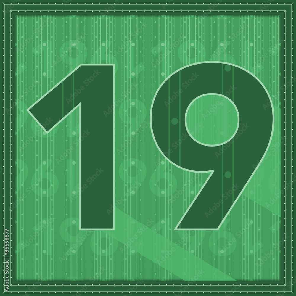 Obraz premium Number 19 with frame and graphic pattern