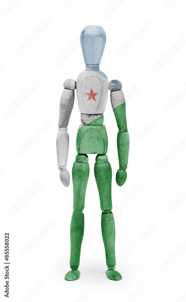 Wood figure mannequin with flag bodypaint - Djibouti