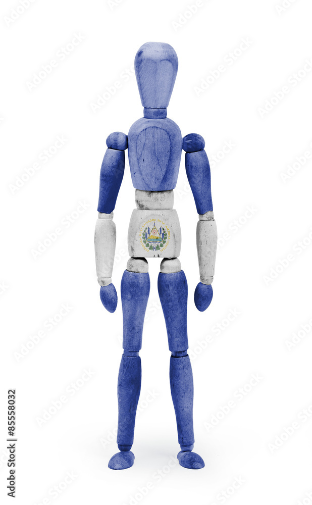 Wood figure mannequin with flag bodypaint - El Salvador Wood figure mannequin with flag bodypaint - El Salvador