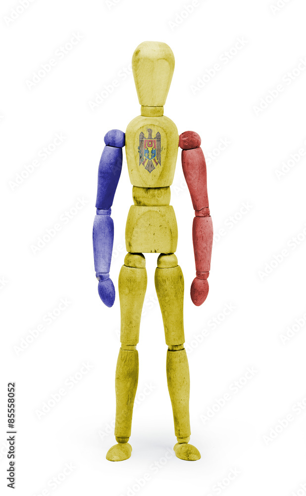 Wood figure mannequin with flag bodypaint - Moldova Wood figure mannequin with flag bodypaint - Moldova