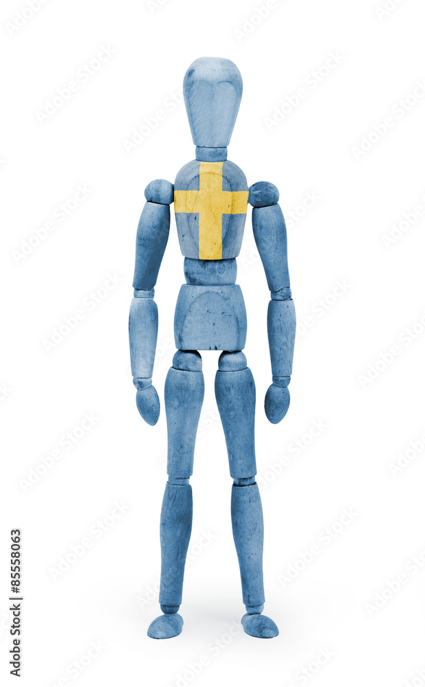 Wood figure mannequin with flag bodypaint - Sweden Wood figure mannequin with flag bodypaint - Sweden