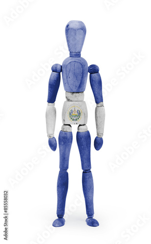 Wood figure mannequin with flag bodypaint - El Salvador