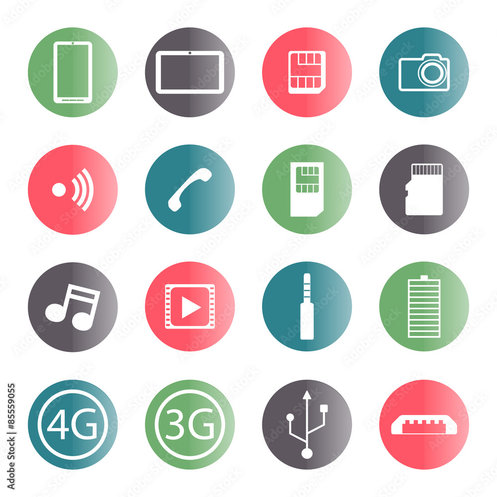 A set of mobile icons, vector illustration.