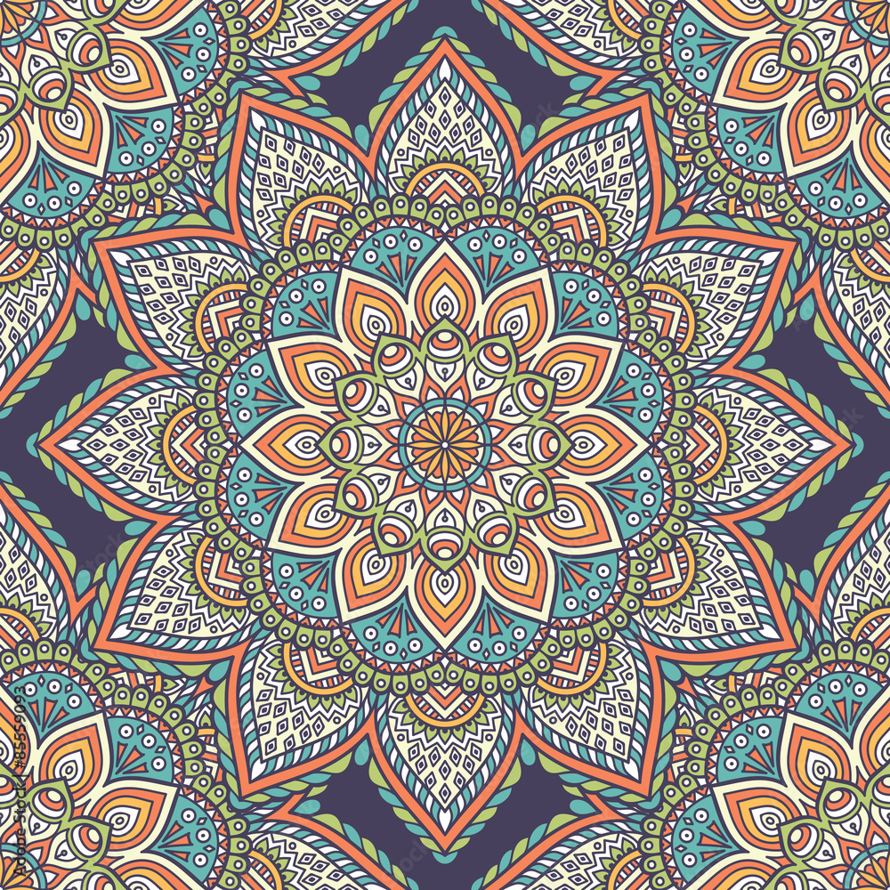 Ethnic floral seamless pattern