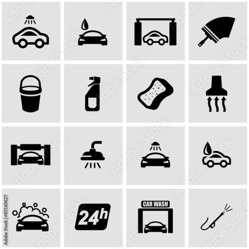 Vector black car wash icon set