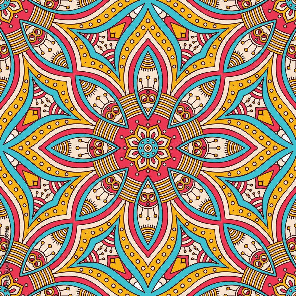 Fototapeta premium Ethnic floral seamless pattern
