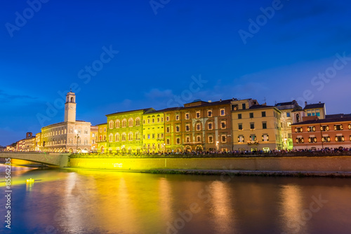 Obraz na płótnie Pisa, Italy. Luminara lights festival with Lungarni Gambacorti v w salonie