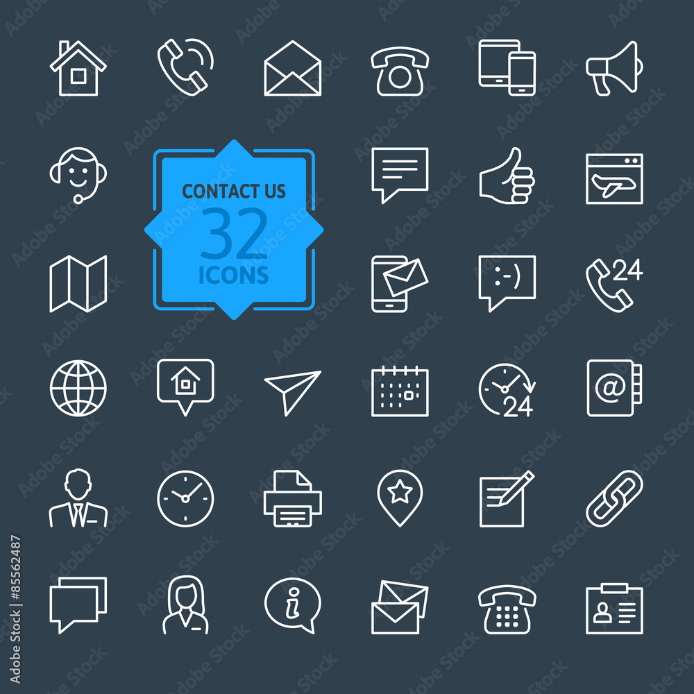 Outline web icons set - Contact us