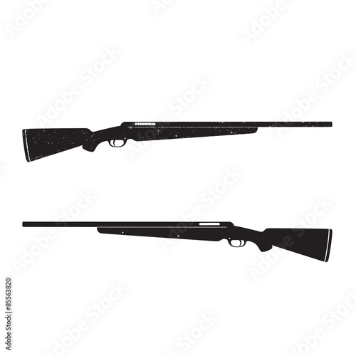 Hunting rifle, gun, with grunge texture, vector illustration, eps10