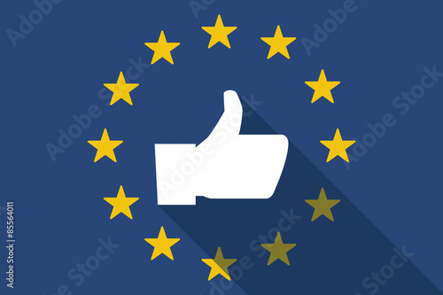 European Union  long shadow flag with a thumb up hand