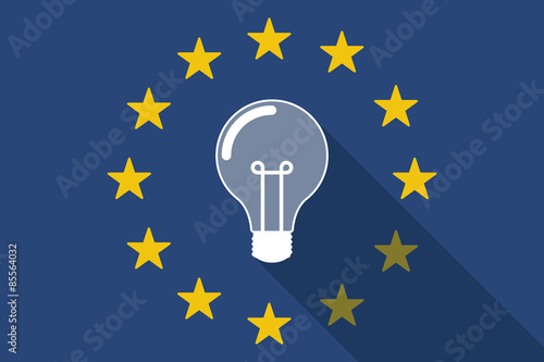 European Union  long shadow flag with a light bulb