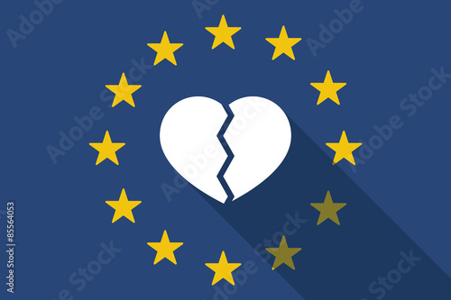 European Union  long shadow flag with a broken heart