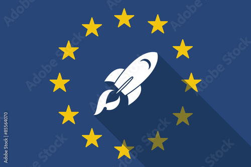 European Union  long shadow flag with a rocket