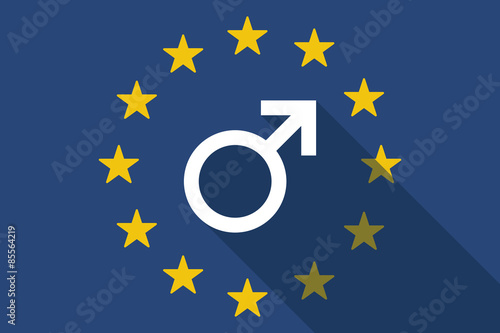 European Union long shadow flag with a male sign
