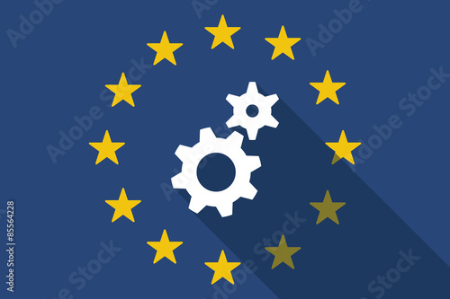 European Union long shadow flag with gears