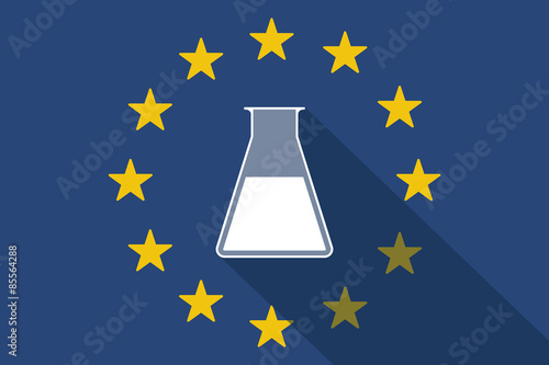 European Union  long shadow flag with a chemical test tube