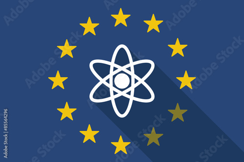 European Union long shadow flag with an atom