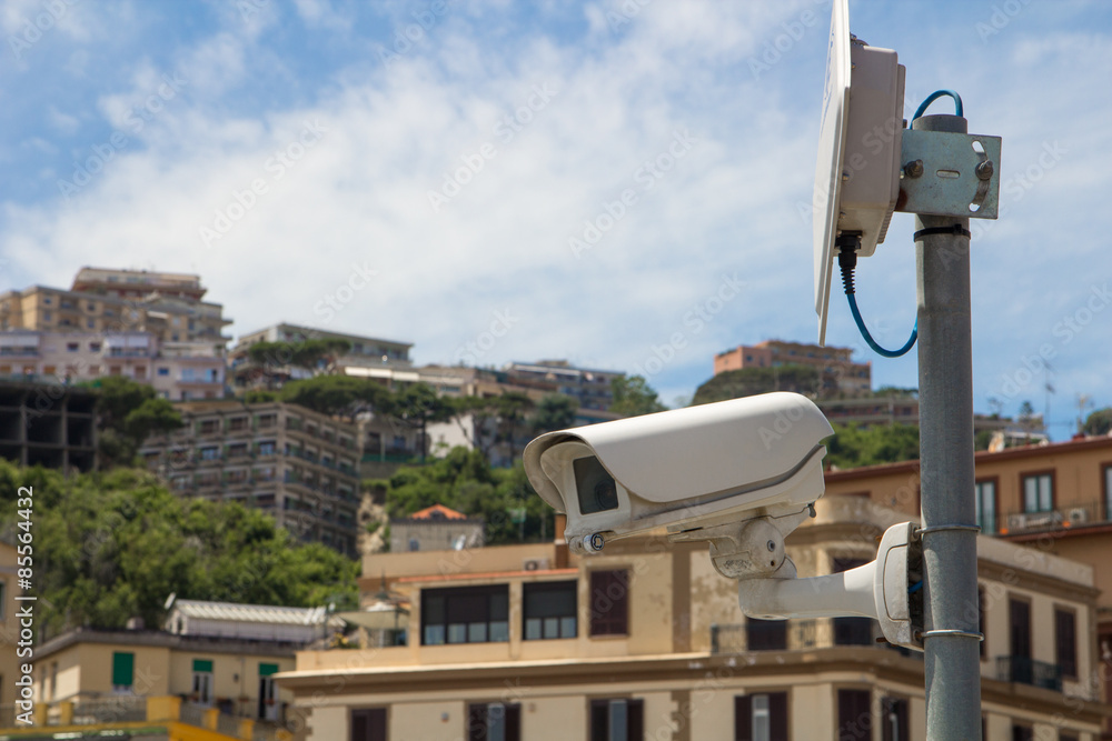 CCTV security camera in a big capital city