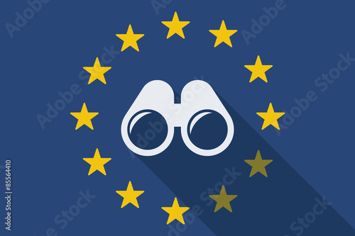 European Union long shadow flag with a binoculars